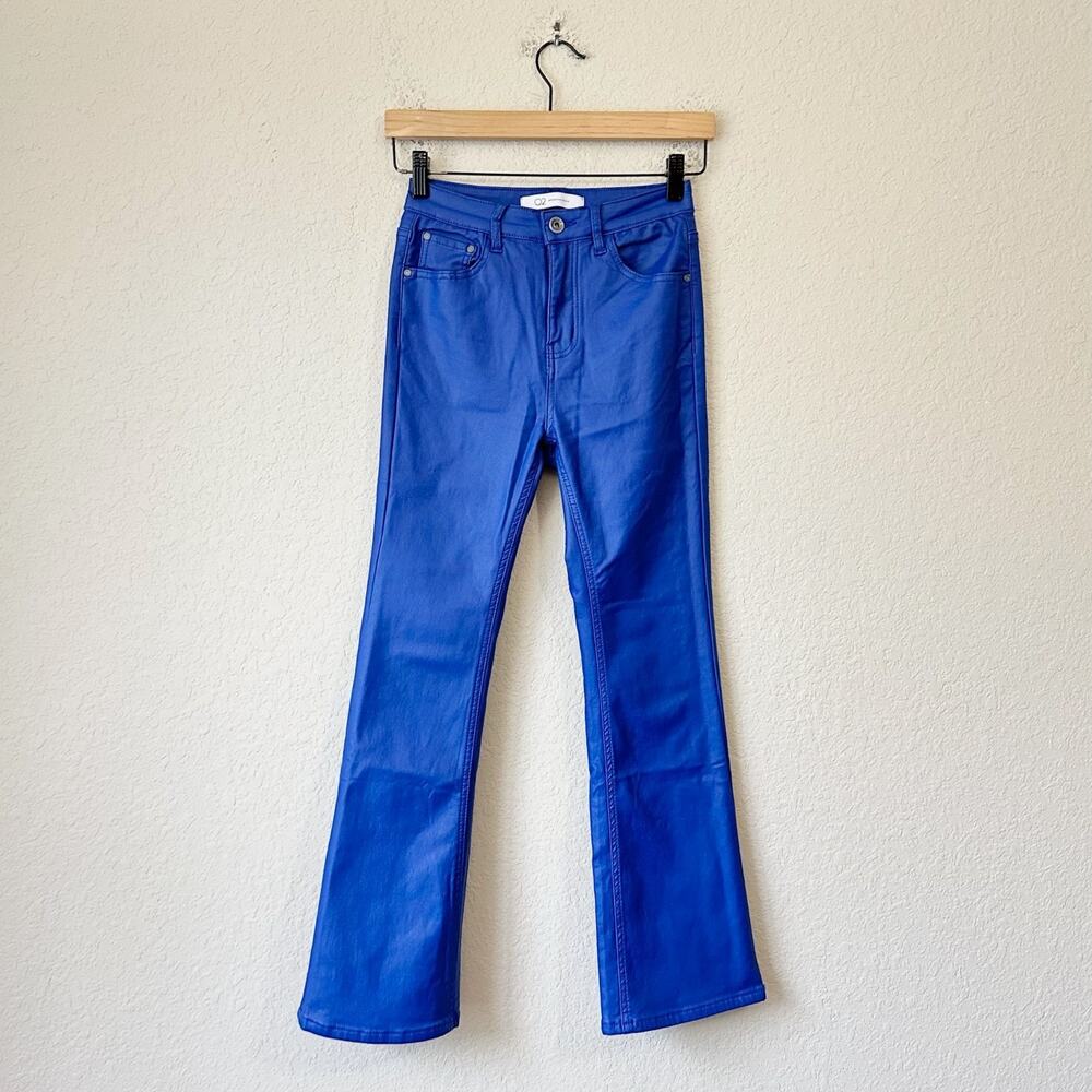 Q2 Kora Pants Cobalt Blue 5-Pocket Flare Leg High Rise Festival Retro